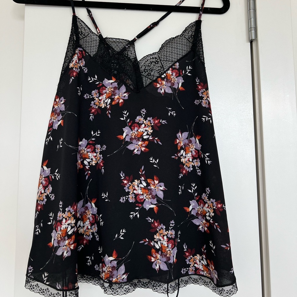 1. State Dark Floral Racerback Lace Cami - M